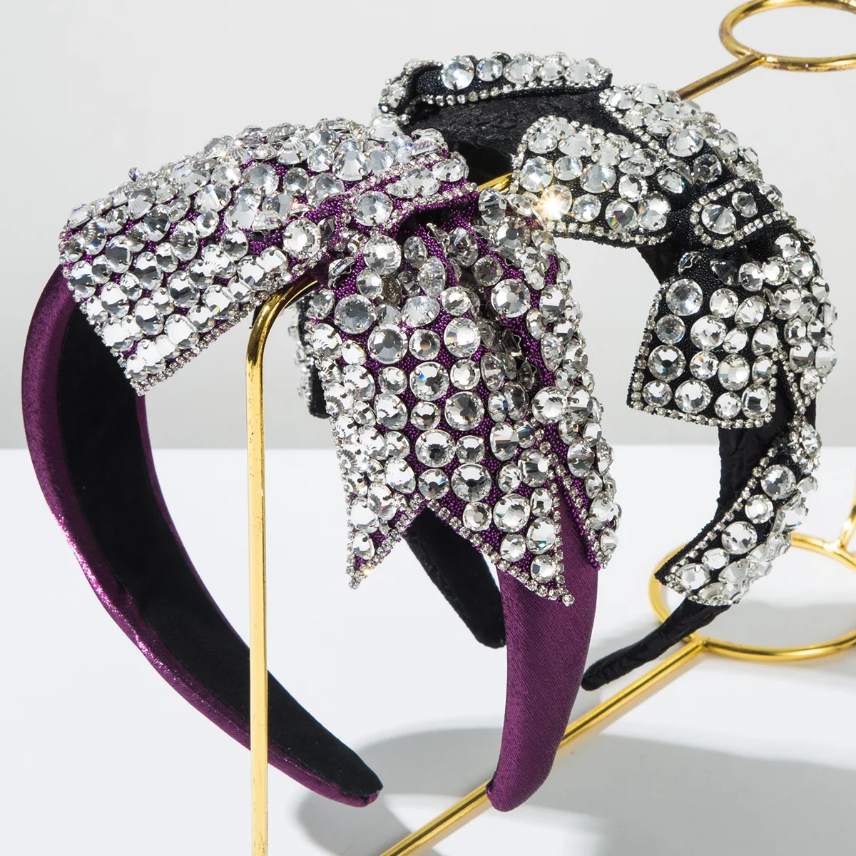 

New Fashion Baroque Full Diamond Bow Headband Shiny Light Luxury Banquet Headband High-end Celebrity Hair Accessories