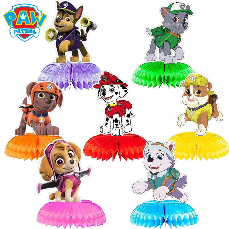 Paw Patrol Birthday Party Decoration for Kids Toy Chase Skye Cartoon Honeycomb Decoration Supplies Banner Backdro Tabletop Decor