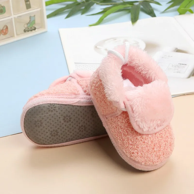 Baywell Sepatu Bot Salju Hangat Bulu Bayi Baru Lahir Musim Dingin Sepatu Pertama Balita Laki-laki Sol Lembut 1 Tahun Musim Gugur Sepatu Bayi Perempuan 0-15 Bulan