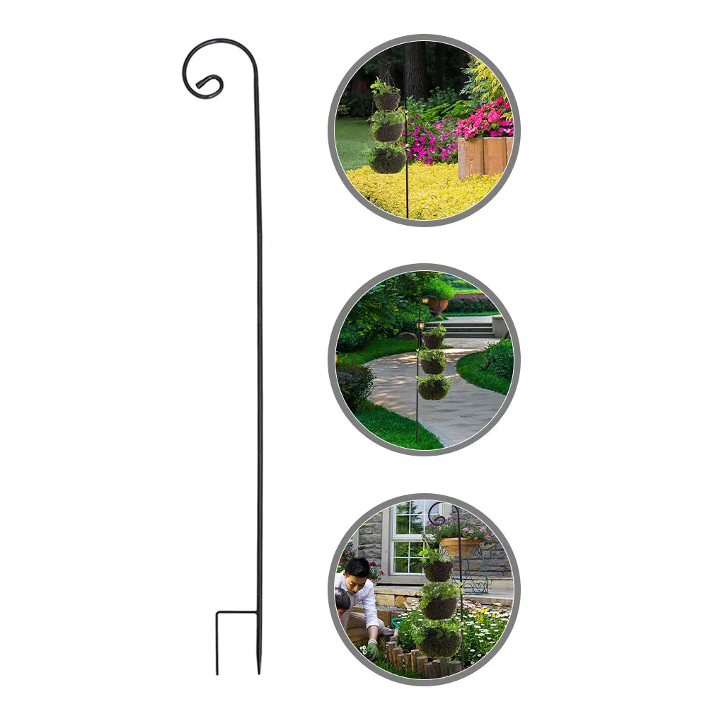 2Pcs Rustproof Shepherd Hooks Heavy Duty Garden Outdoor Hanging Plant Basket Flowerpot Light Holder for Lawn Backyard