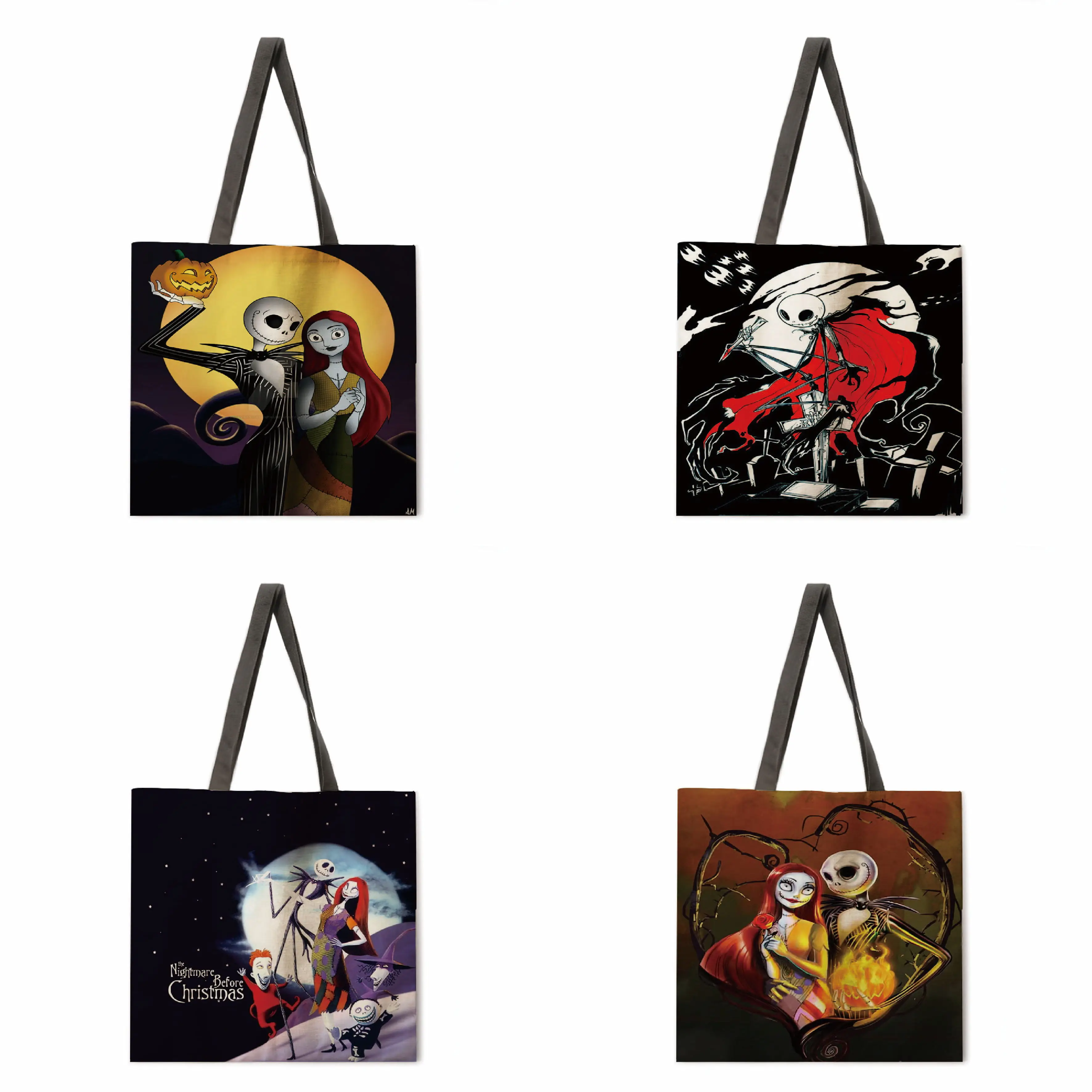 

Christmas Devil's Night Linen Handbag Lightweight Shoulder Bag Large Capacity Eco friendly Shopping Bag Handbag Tote Bag