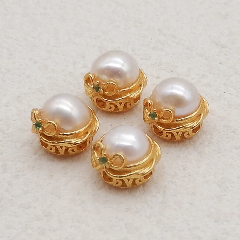 New Arrival Silver Gold Plated Natural High Quality MOP Gemstone Earrings Beads Jewelry DIY Making 8x6mm 1.2g