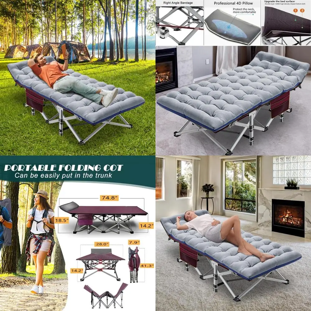 

Heavy-Duty Double Layer Camping Cot for Adults - 500lb Capacity, 1200D Material, with Mat and Carrying Bag for Outdoor Adventure
