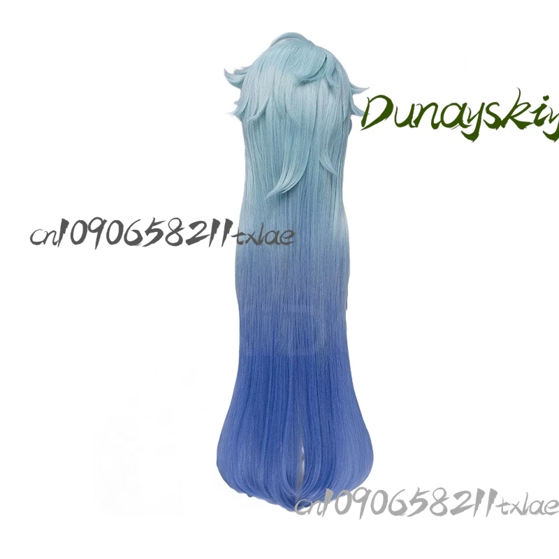 Game Genshin Impact Fatui Doctor II Dottore New Cosplay Wig 3D Mask Blue Green Gradient Long Hair Party Stage Carnival Fans Gift view 3