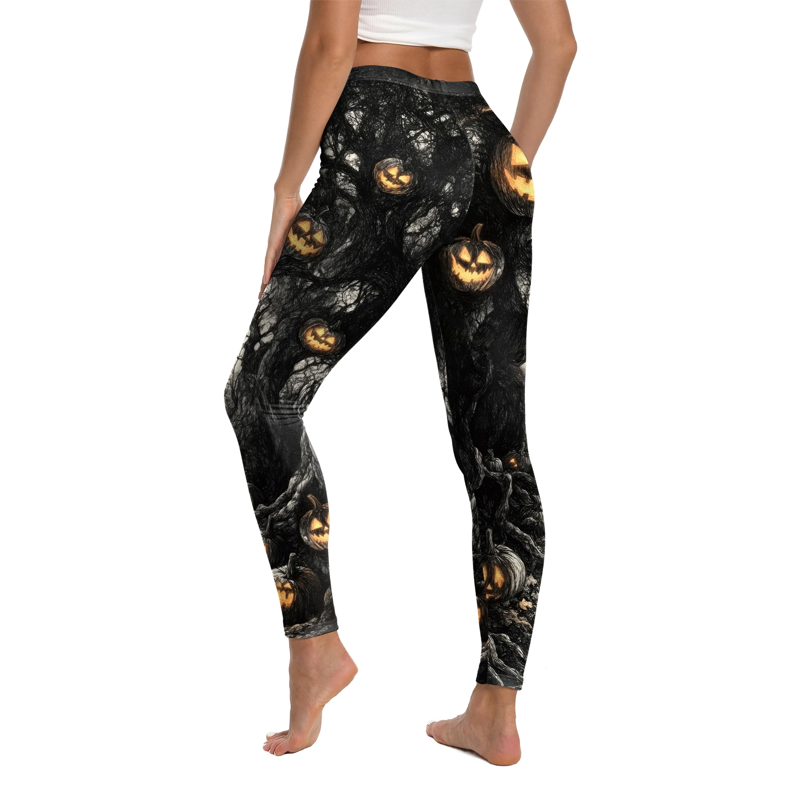 Halloween nouveau dames conception pantalons de Yoga femme taille haute Sexy Yoga élastique mince Fitness gymnase Sport entraînement citrouille femmes Leggings