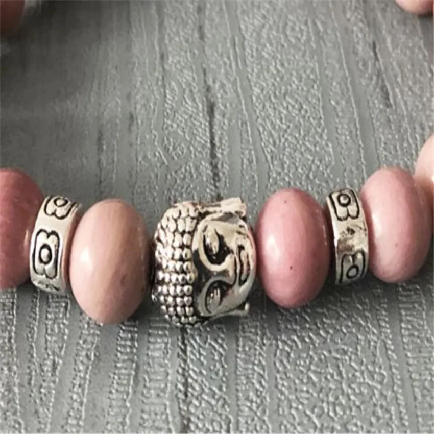 8mm rhodochrosite buddhista korálek náramek karmy módní stohovatelná ženy unisex  číslo jednotné objímka dospívající modlitba