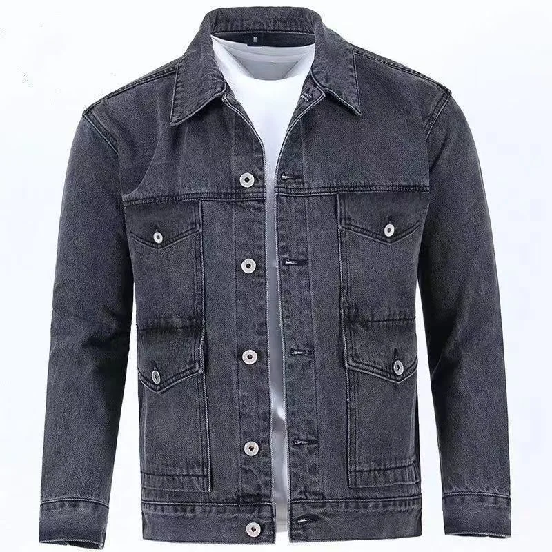 2023 Spring and Autumn New Fashion Trend Solid Color Denim Jacket Men's Casual Loose Comfortable Large Size High Quality Coat