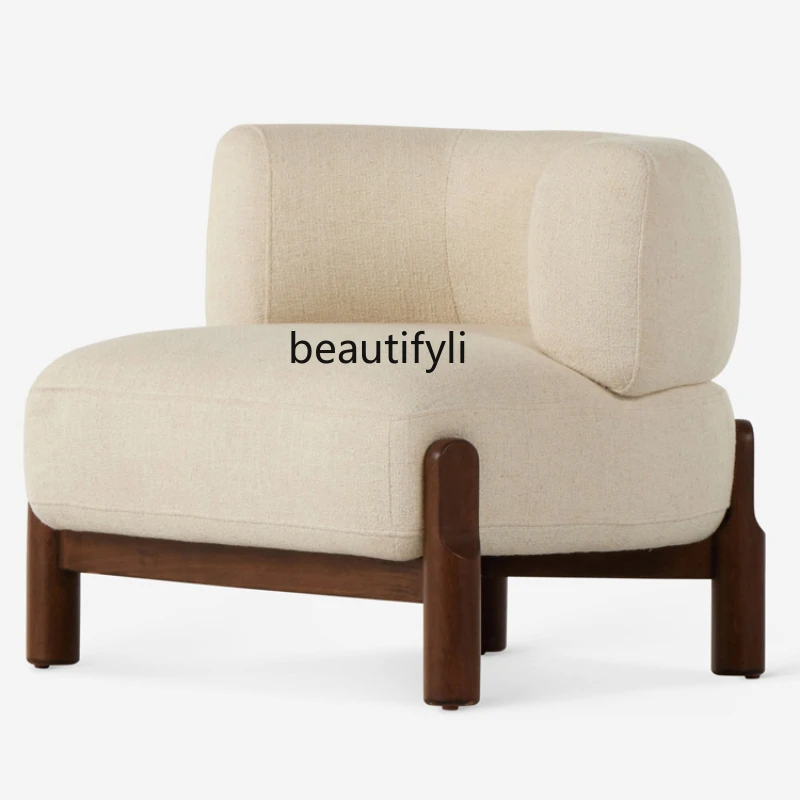 

Solid Wood Nordic Fabric Sofa Creative Single Study Movable Couch