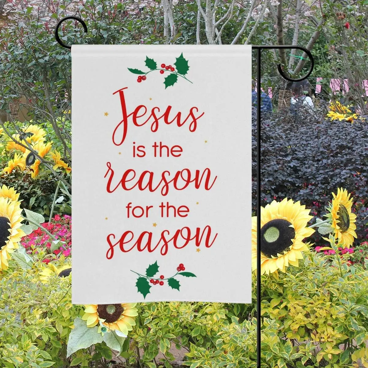 ALAZA Jesus Is The Reason For Season Polyester Garden Flag House Banner 28 x 40 inch, Two Sided Welcome Yard Decoration Flag for