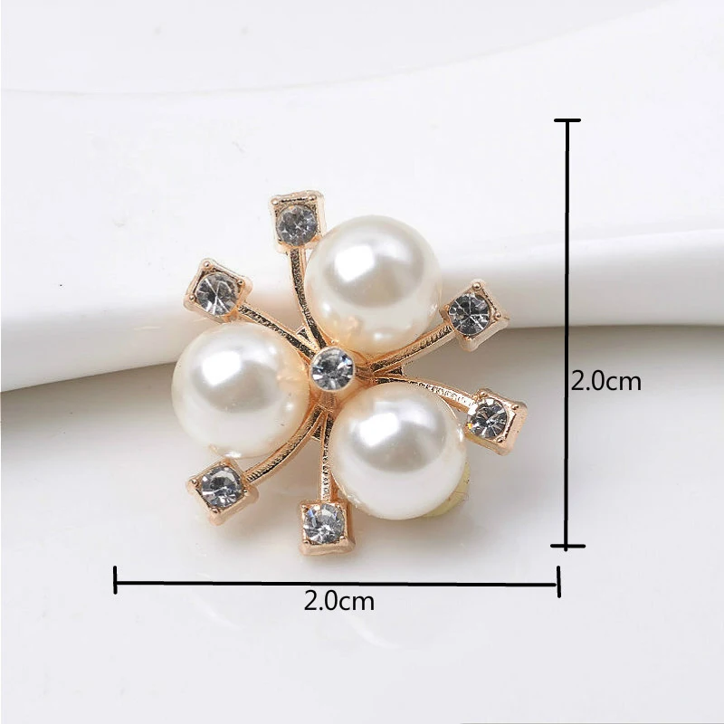 10Pcs/lot Pearl Rhinestone Cabochons for Jewelry Making DIY Handmade Bows Hair Clips Crystal Decoration Alloy Button Accessories