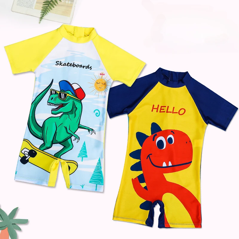 Children's Quick Drying Swimsuit, Boy Dinosaur, Korean Toddler, Sun Protection Swim Suits, Baby, Cute, Spring, Hot Spring