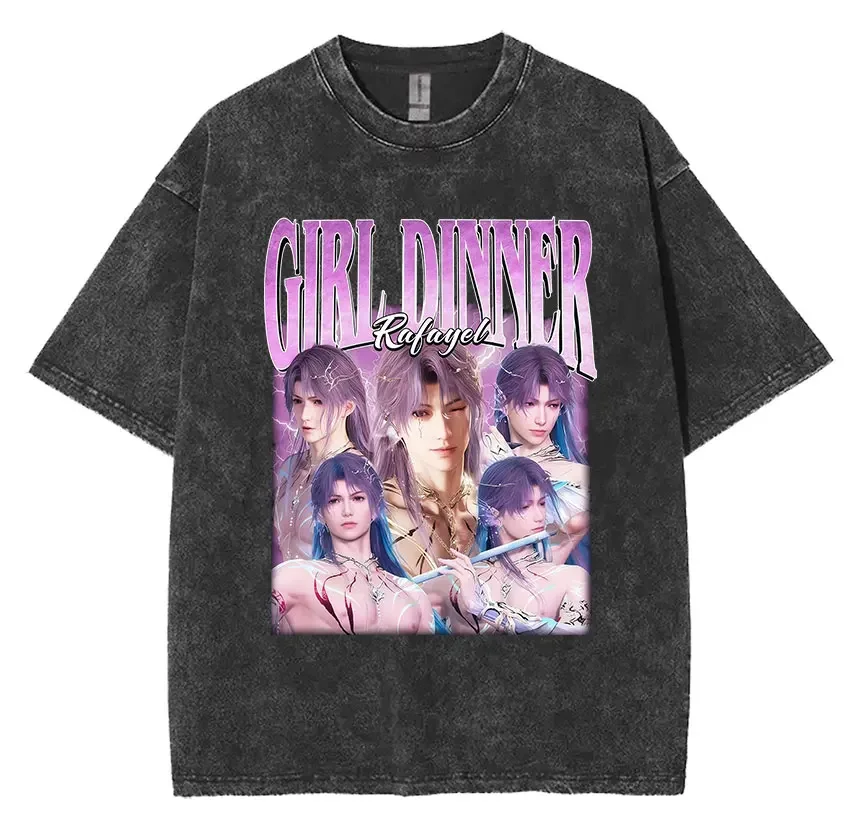 Funny Girl Dinner Caleb Graphic Tee Shirt Love and Deepspace Novelty Cotton T Shirts Fashion High Quality Vintage Washed T-Shirt