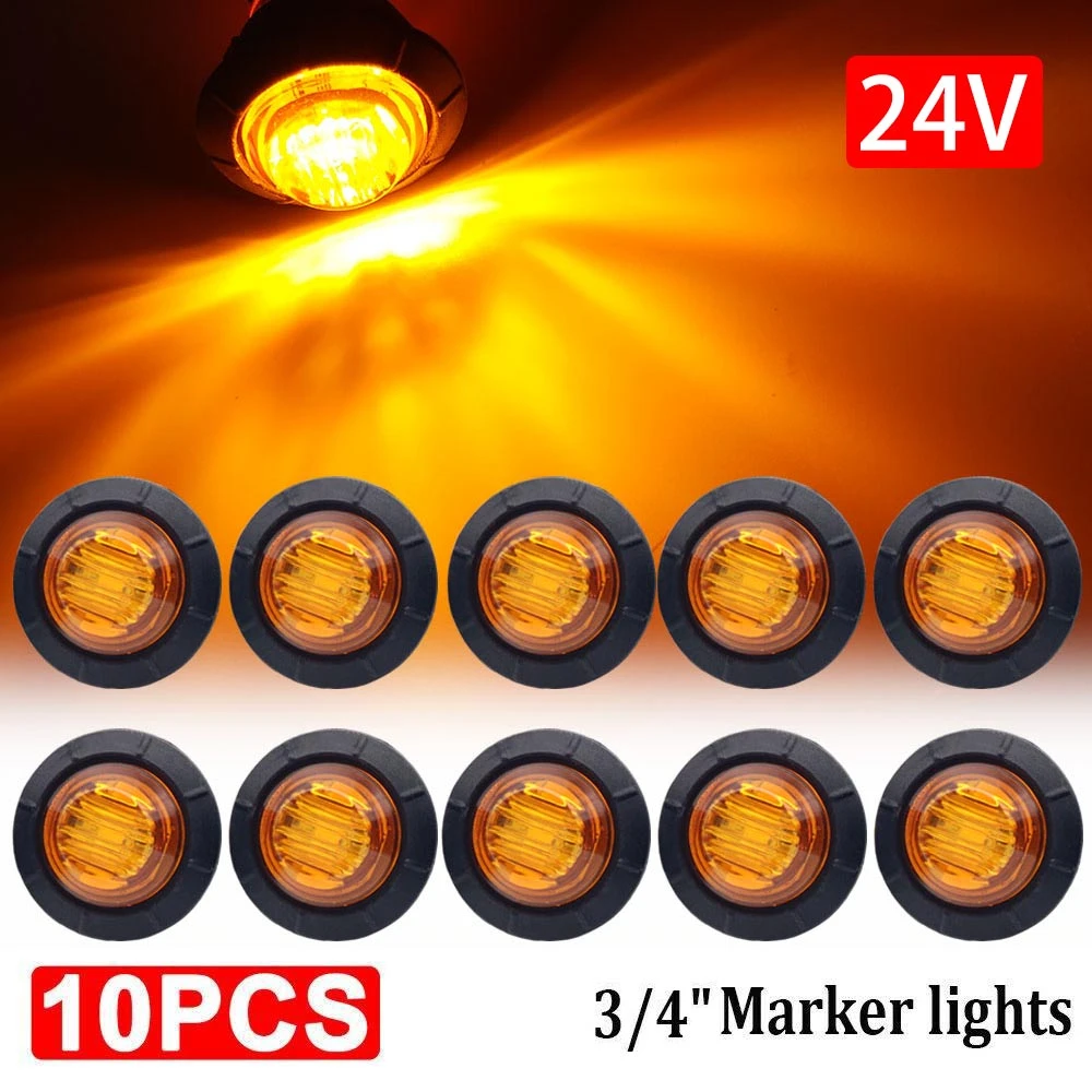 10 Uds. Luces de posición laterales redondas impermeables 24V 3LED 3/4 \