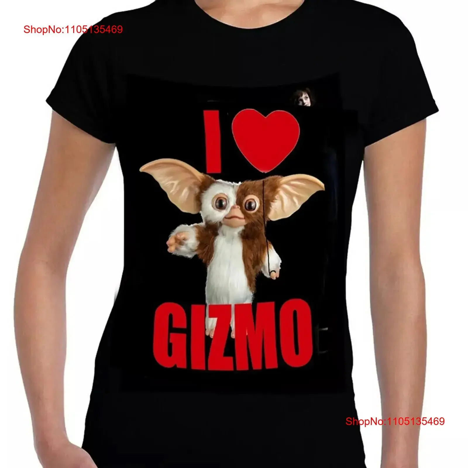 Me encanta Gizmo negro comedia película cartel manga casquillo camiseta tallas S XXL vintage lavado homme Casual estirado elegante suave