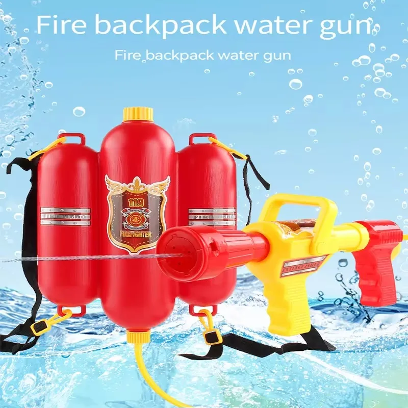 Fireman Role Play Pool Toys Fire Extinguisher Watergun Large Capacity Water Gun Fire Backpack Water Gun Firefighter Water Toy
