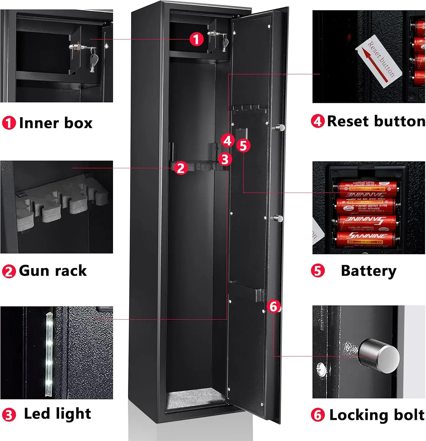 Rifle Safe 5 Gun Safes Quick Access Biometric Rifle Safe Gun Cabinets for Rifles and Shotguns Gun Safe for Rifles Storage Easier