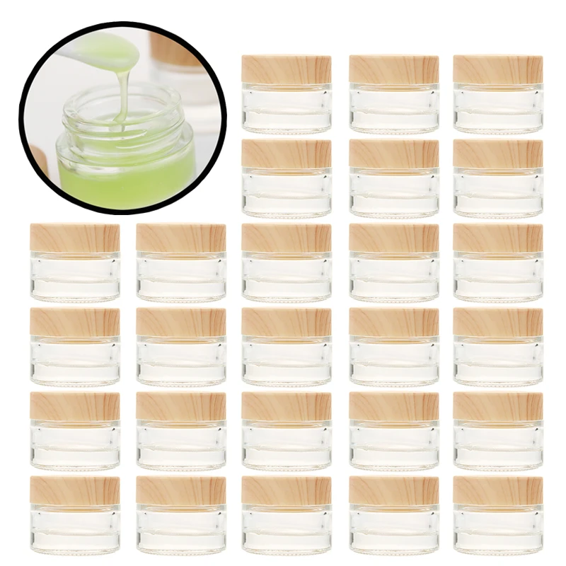 

30pcs 10ml Glass Transparent Empty Jar Pots Travel Face Cream Lip Balm Container Refillable Bottles Portable Cosmetic Container