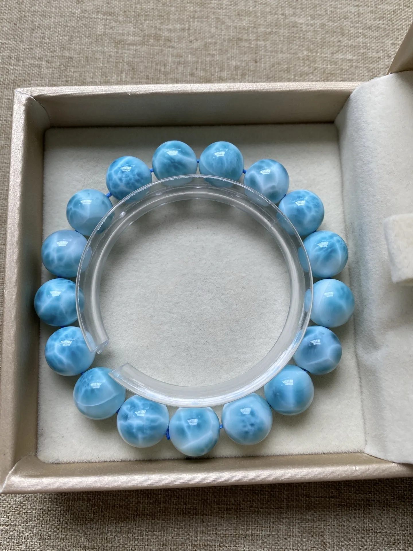 Natural Blue Larimar Gemstone Bracelet Round Beads Women Men 11.6mm Blue Larimar Beads Bracelet AAAAAA