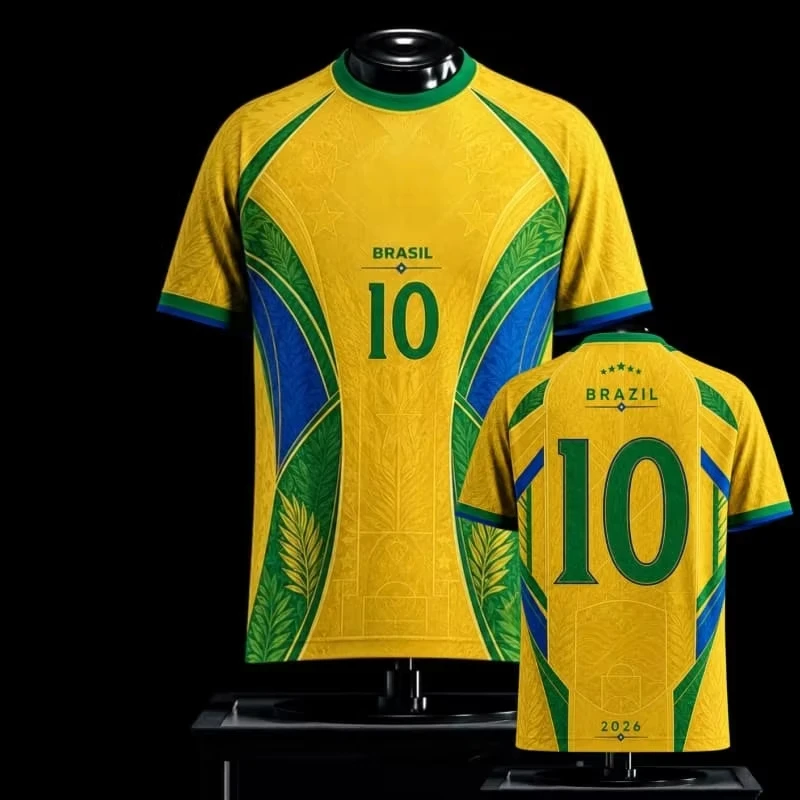 Nouveau maillot brésilien Neymar 2026 10 maillots commémoratifs unisexes pour adultes et enfants, cadeau sportif et décontracté, t-shirt assorti pour la famille