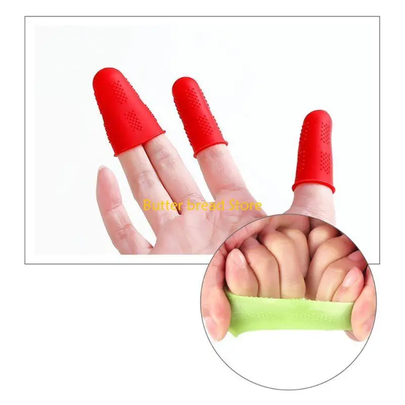 W89C 5Pcs Silicone Finger Protectors Finger Tips Pads Finger Cover Caps Assorted Size