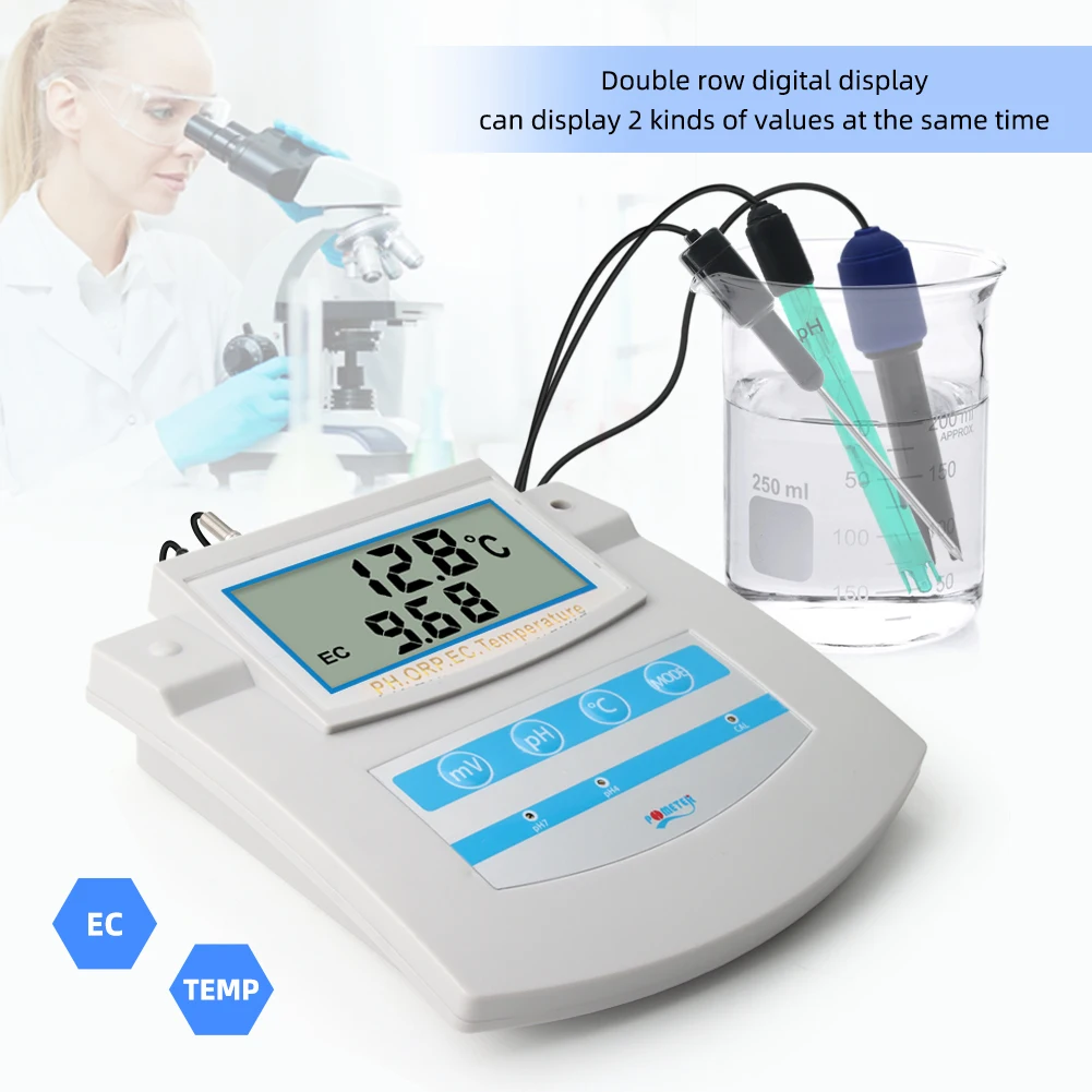 Imagem -02 - Monitor de Qualidade da Água Bancada Digital ph Orp Tds ec cf Medidor de Temperatura para Piscina Aquário Sonda de Laboratório 6in 1