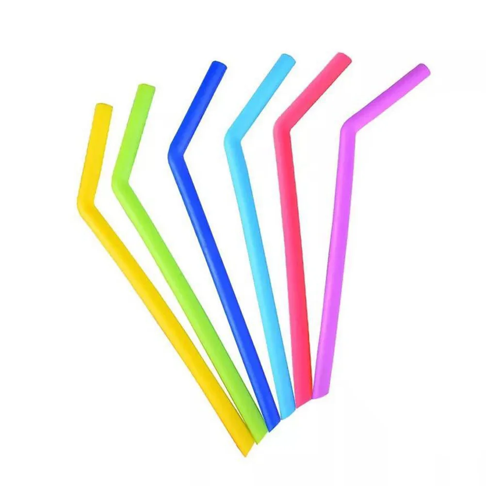 

6Pcs Silicone Straw Set Foldable Soft Food Grade Reusable Drinking Straws for Coffee Juice Smoothies Tea Holiday Drinks with