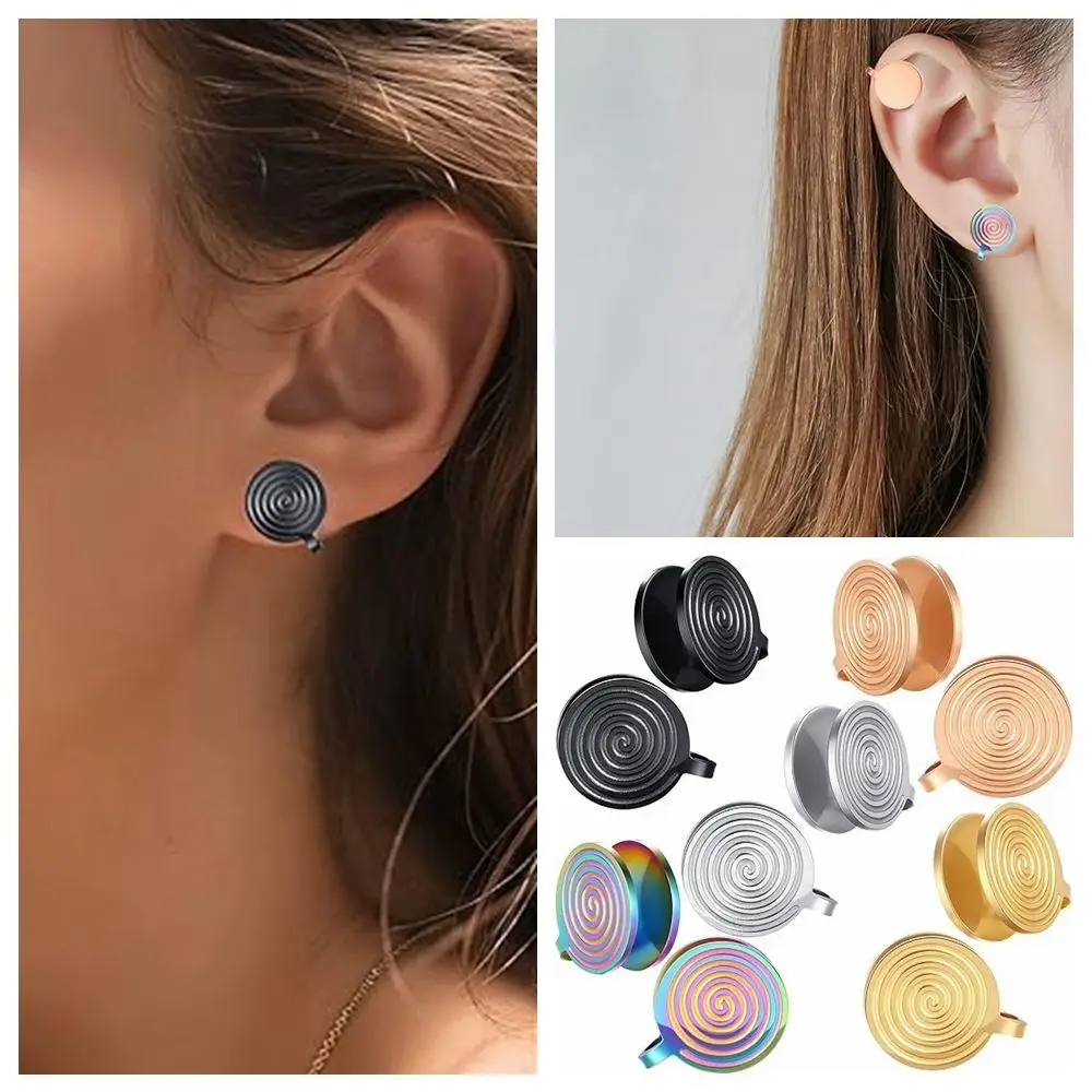 Aço inoxidável Cartilagem Espiral Ear Cuff para Inchaço Pressão, Brincos Não Piercing, Acessórios Jóias, Cor Preta
