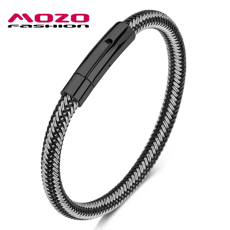 MOZO FASHION 2023 New Hot Sale Classic Men Charm Bracelets Wire Rope Braided Trendy Women Accessories Jewelry Gifts