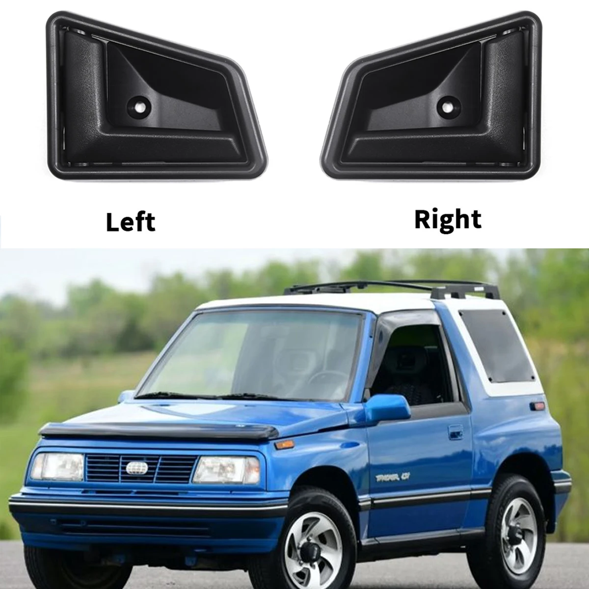 Manijas de puerta delantera izquierda y derecha para el interior del coche, para Sidekick GEO Tracker 1991-1998, para Suzuki Vitara 1988-1999 1.6 2.0