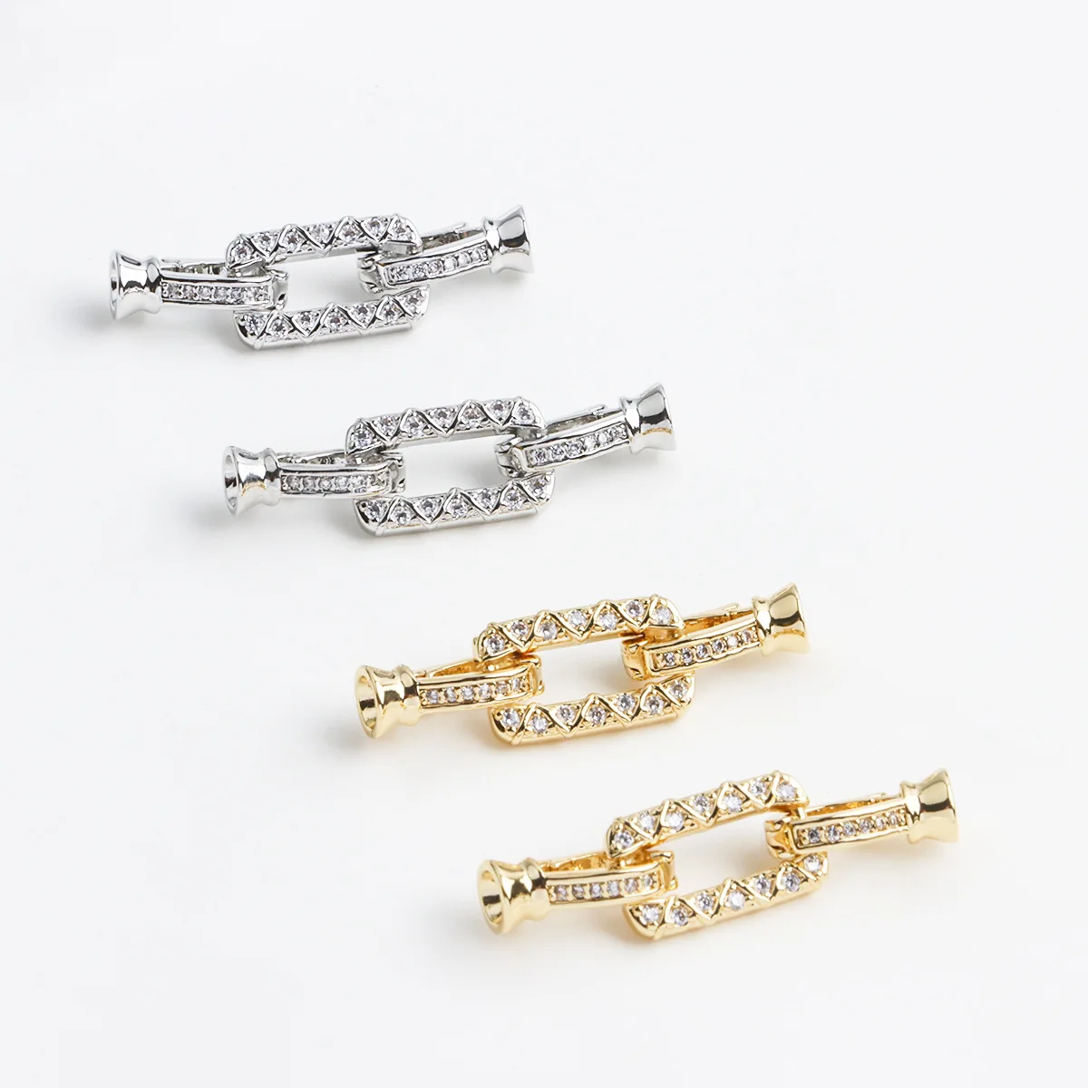 1 Piece of Zircon Square Multi-function Finishing Button Pearl Necklace Bracelet Connecting Button DIY Jewelry Accessories