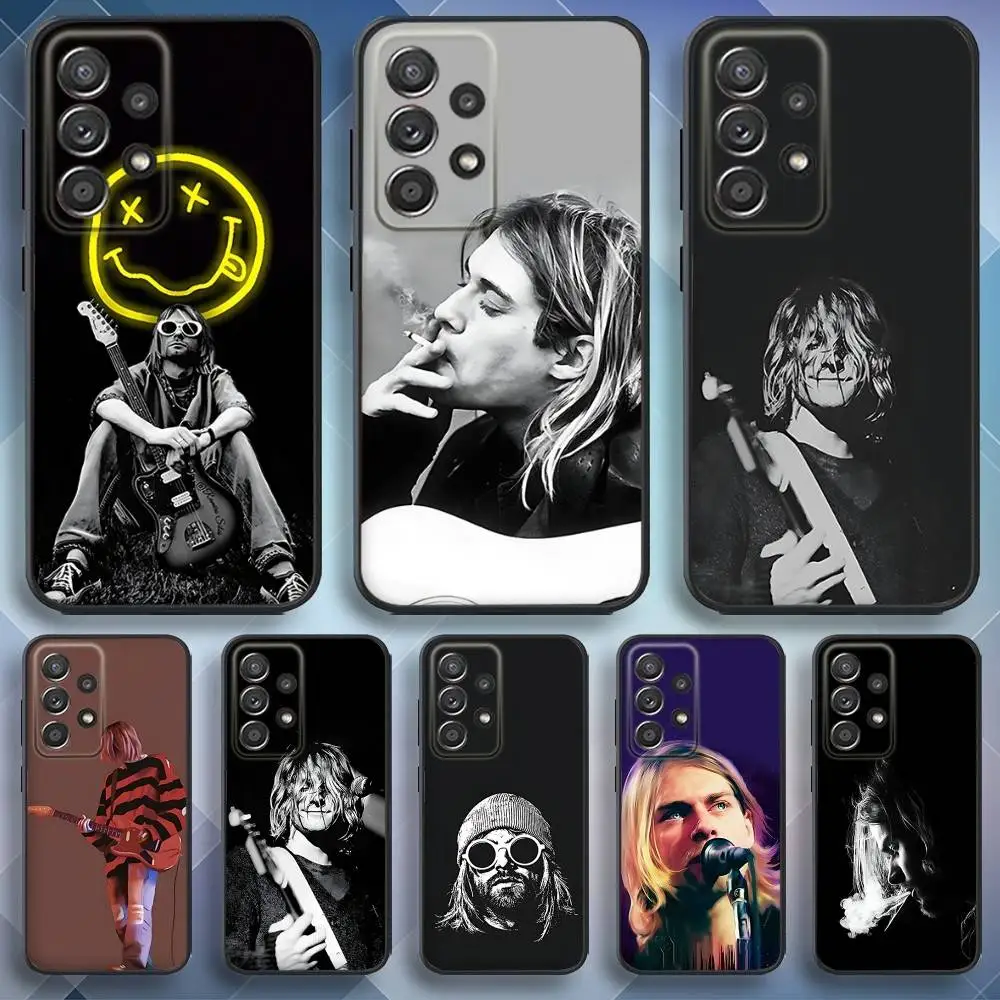 

K-Kurt C-Cobain Phone Case For Samsung S 25,24,23,22,30,21,10,9,Ultra,Plus,Lite,FE,4,5 G Soft Black Case
