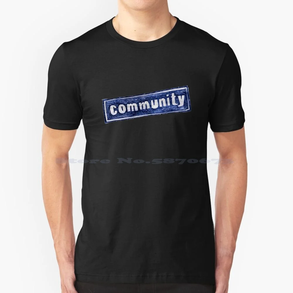 Community Logo T Shirt 100% Cotton Tee Community Title Logo Nbc Show Save Greendale Committee Annie Troy Abed Jeff Six Seasons