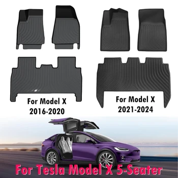 For Tesla Model X 5-Seater Floor Mats 2016-2024 Heavy Duty 3D All Weather Floor Liners Full Set Trunk Cargo Mat for Model X