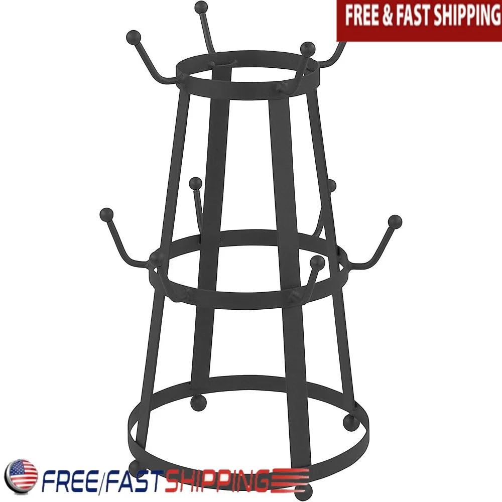 

Bold Kitchen Countertop Mug Tree Storage Rack Coffee Mugs and Teacups Convenient Carrying Handle Space Saving Design