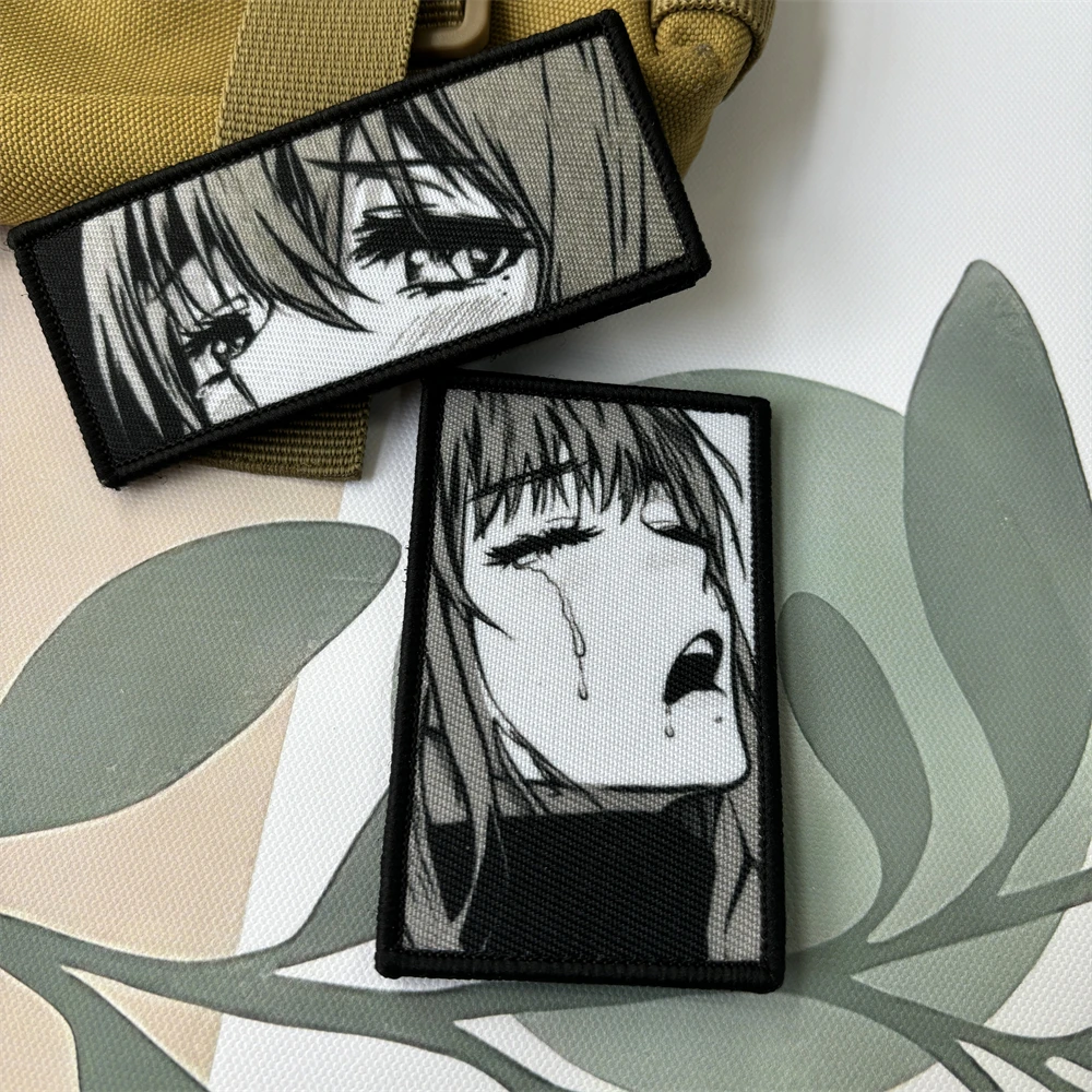 Parche táctico velcro ojos anime – Insignia moral tirador japonés - imagen 2