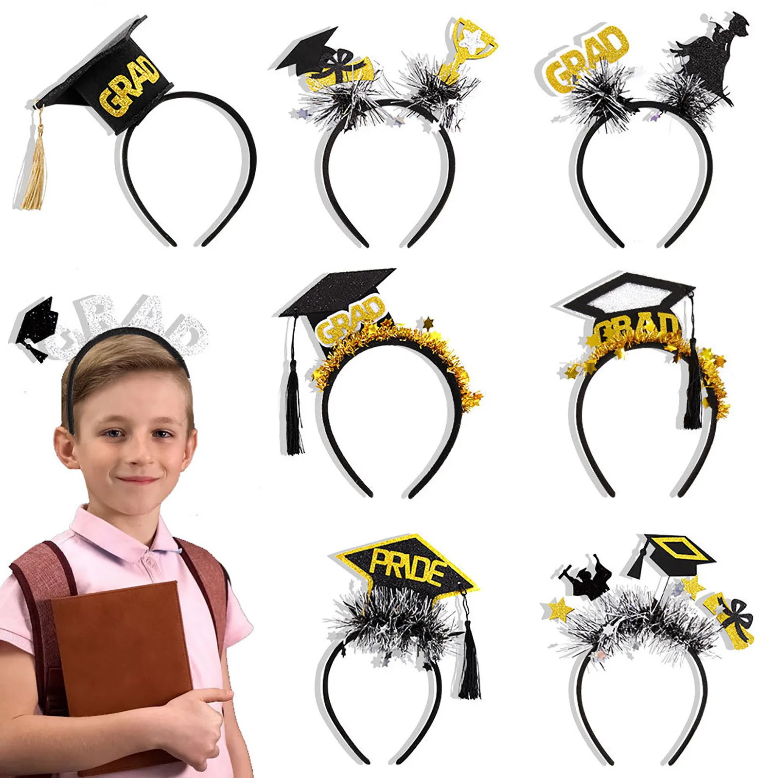 2024 Graduation Hat Headband Graduation Cap Hairpin Hair Accessories Graduation Party Dress Up Favor Graduation Photo Supplies