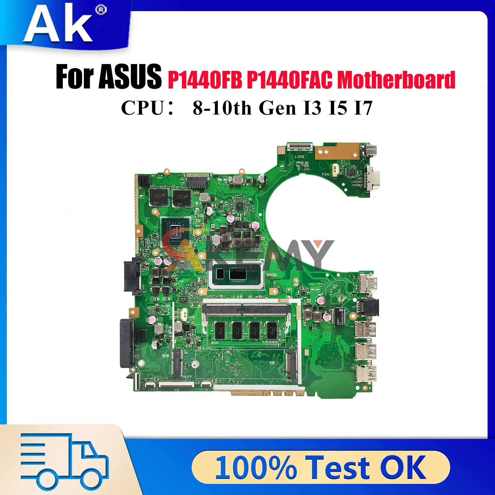 

P1440FB Laptop Motherboard For ASUS ProArt P1440F P1440FB P1440FAC Notebook Mainboard With I3 I5 I7 CPU 100% tests OK fast ship