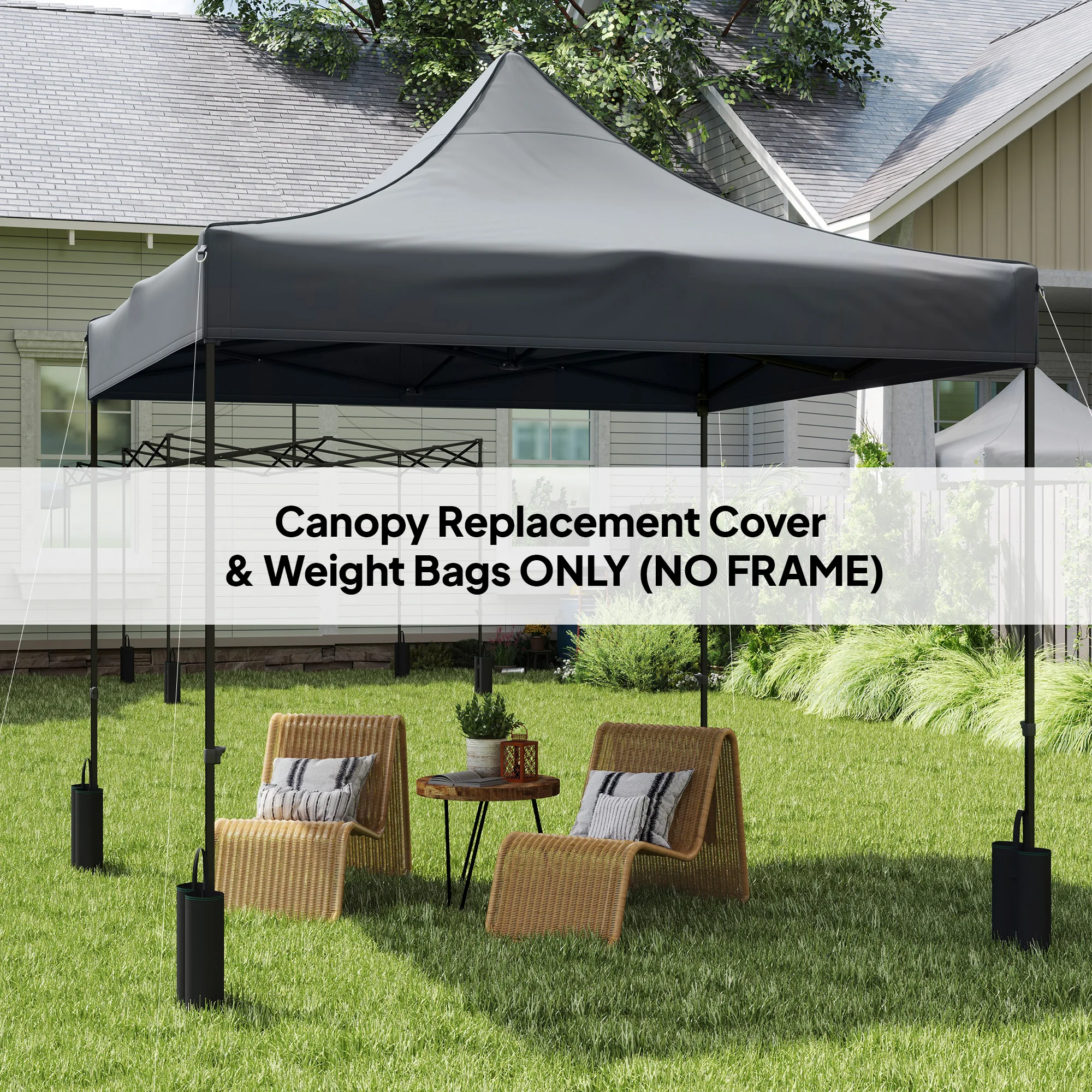 10' x 10' Pop up Canopy Replacement Top with Weight Bags, Gray