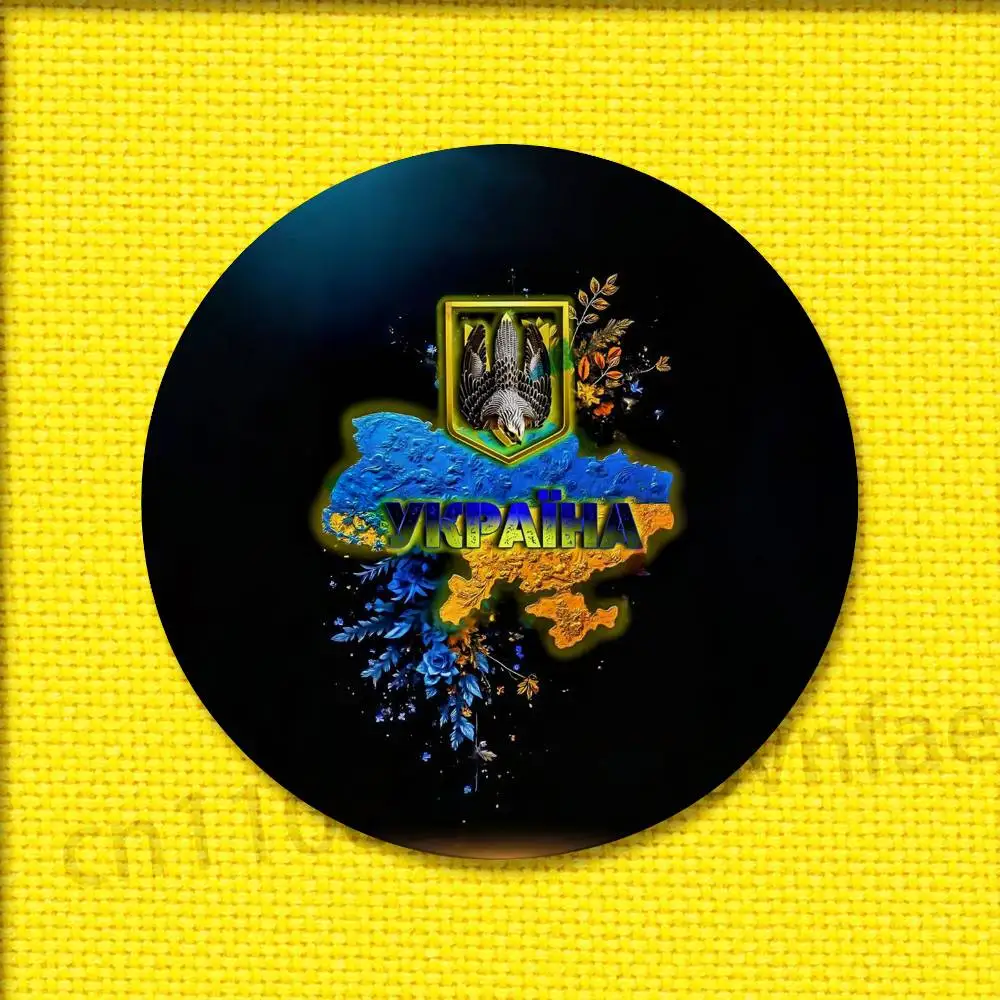 U-Ucraina Bandiera ucraina Fiore Distintivo Per 44mm 25mm 75mm 32mm 58mm Spilla rotonda Insegne Copertura Accessori