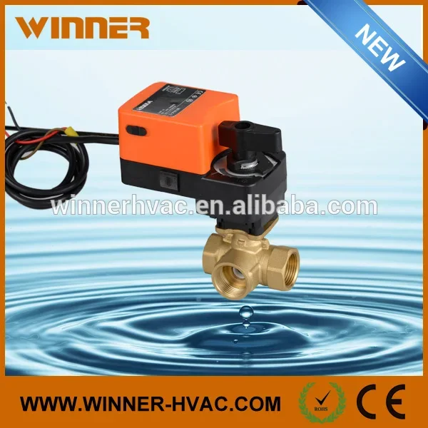 Winvall Big Flow Rate 0~10V/4~20mA Modulating Motorized Control Valves 3 Way Proportional Ball Valve with Feedback