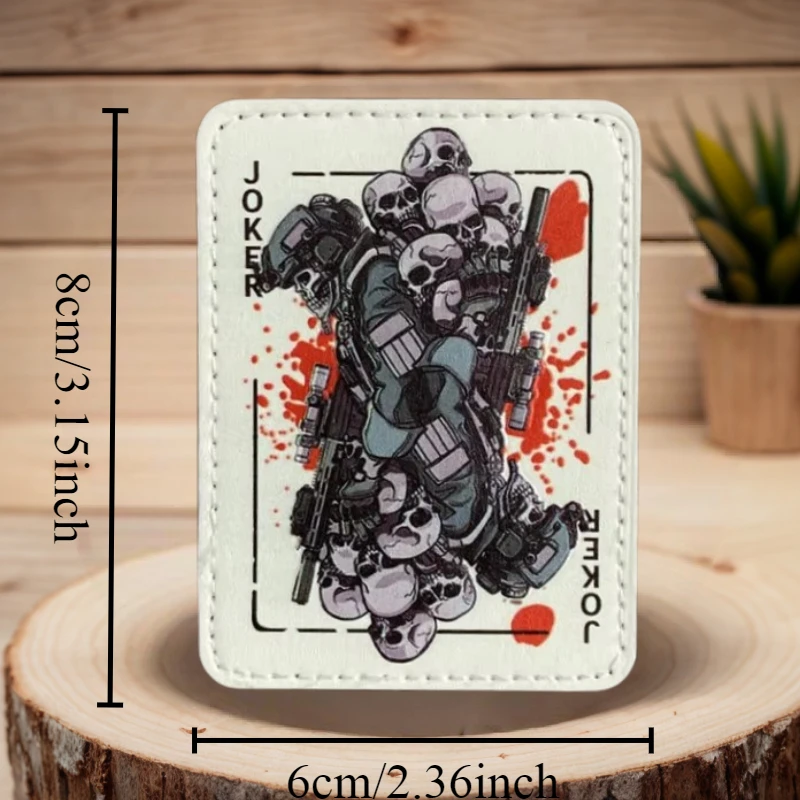 Parche táctico calavera Joker con gancho y bucle insignia ropa - imagen 2