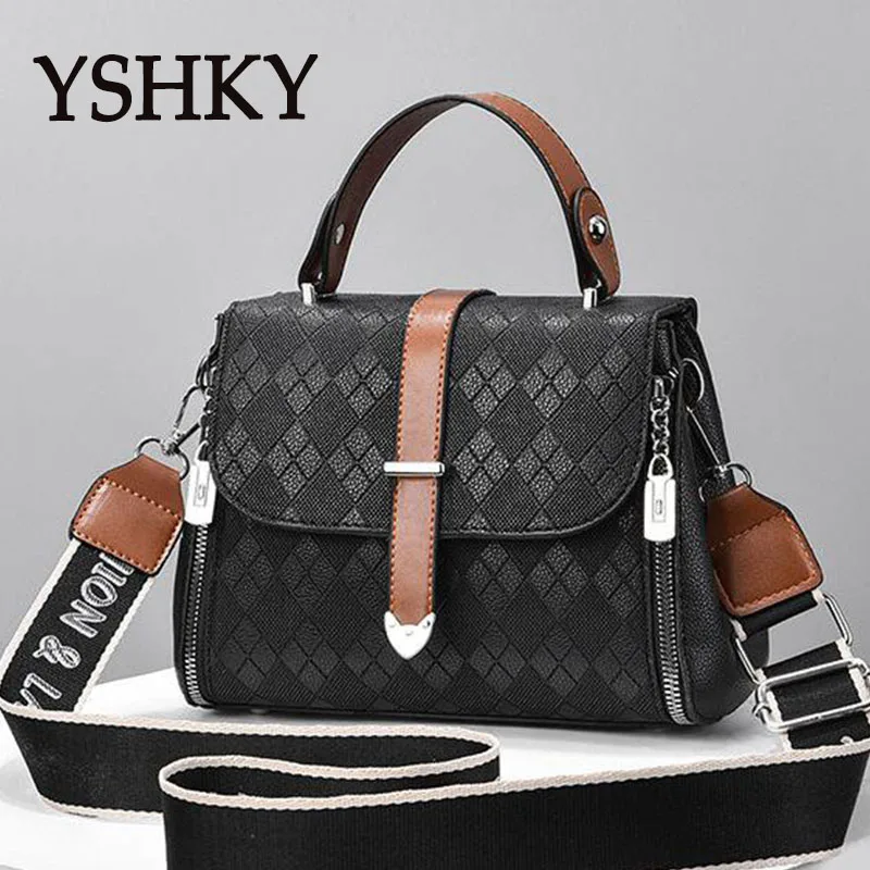 New shoulder Bag for 2024 women leather Women\'s Handbags Fashion Splicing color bump shoulder bags personality wome straddle bag