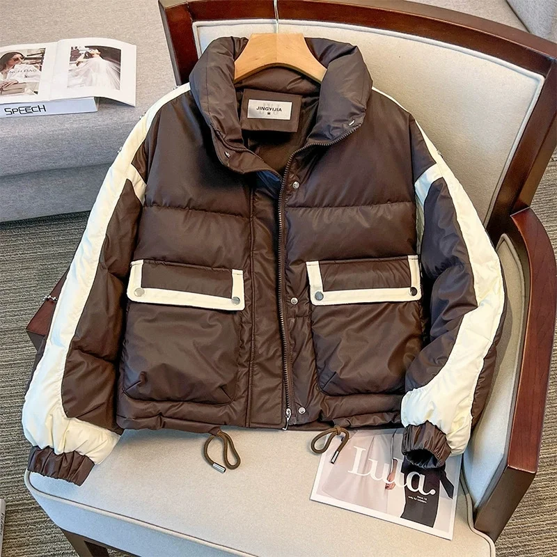 

New 2025 Korean Version Thicken Loose Women's Cotton Padded Outerwear Temperament Versatile Leisure Ladies PU Winter Parka Coat
