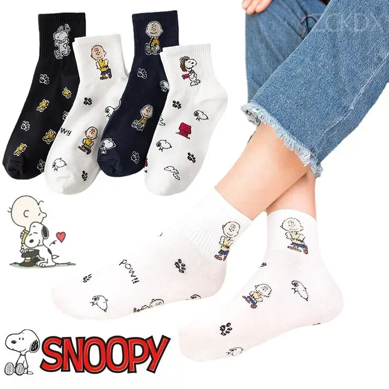 Snoopy Charlie Brown Women's Short Socks Cute Animation Girl Cotton Ankle Sock Breathable Sports Sock Student Casual Female Sock