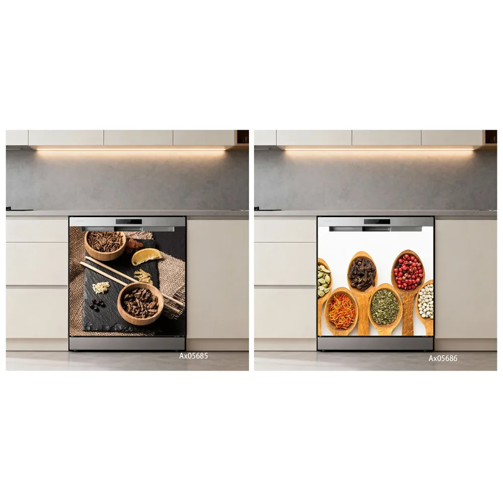 Realistic Dried Spice Herb Seasoning Dishwasher Door Sticker for Kitchen Refrigerator Cabinets Wardrobe Art Mural Decals