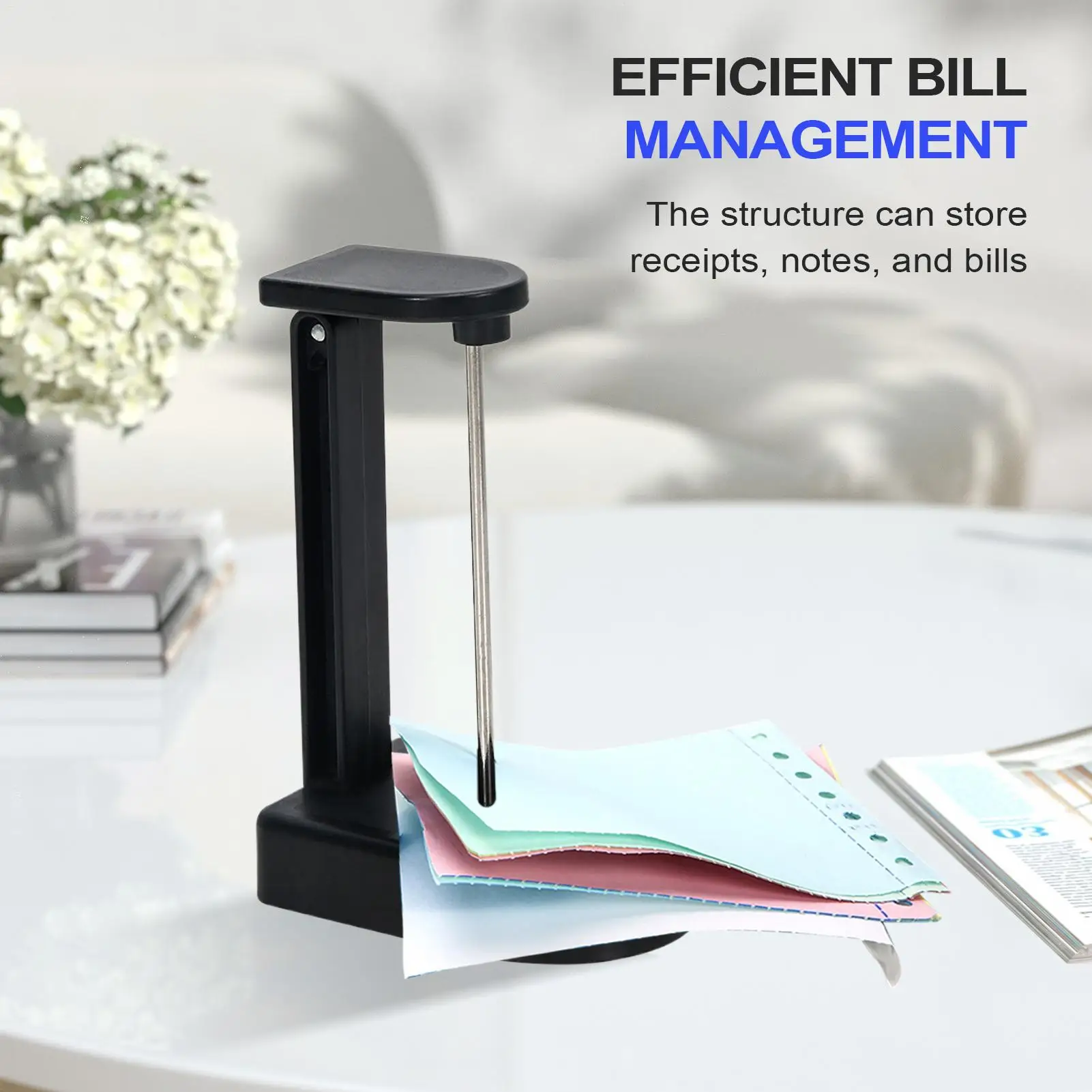 حامل فاتورة المطعم من Ticket Stabber لسطح المكتب، حامل تخزين الملاحظات الورقية غير القابل للانزلاق، منظم كعب فحص مدمج لتناول العشاء