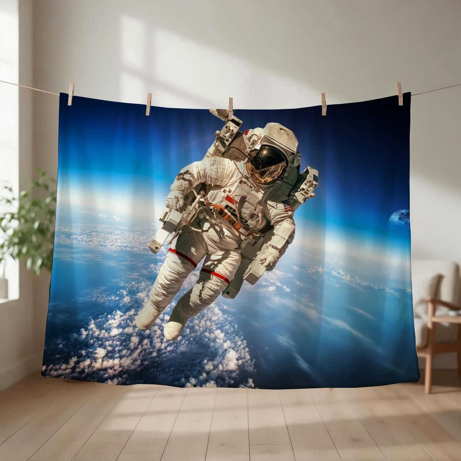 Astronaut in orbit Throw Blanket Luxury Designer Furry Decorative Throw Decorative Sofas Blankets