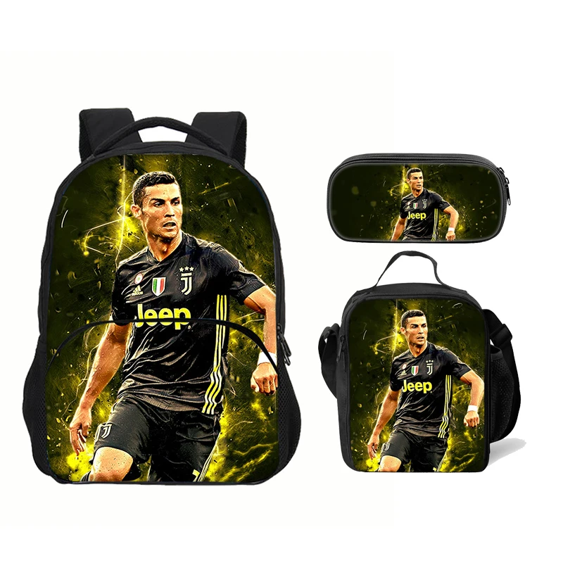 Cartoon C-CR7 Football-Stars Child Backpack,Shoulder Bags,Pencil Bags for 4-8 Years Old Anime School Bags for Boy Girl Best Gift