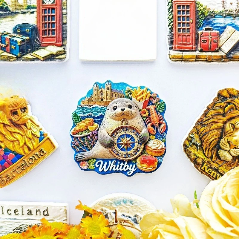 Whitby Seal Church Fridge Magnet - Charming 3D English Coast Souvenir Unique Yorkshire Gift for Travel & Coastal Decor