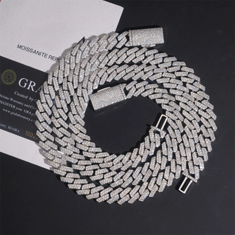 13mm Icedminer VVS Moissanite Cuban Link Chain Iced Out Necklaces For Men Women S925 Silver Choker Pass Tester Hip Hop Jewelry